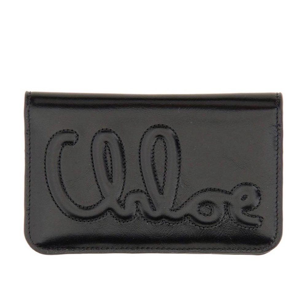 ✨ NWT CHLOE logo black leather wallet